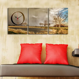 Wallity Reloj de Pared de Lienzo Decorativo 3 Piezas Multicolor